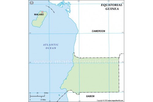 Equatorial Guinea Outline Map, Green 