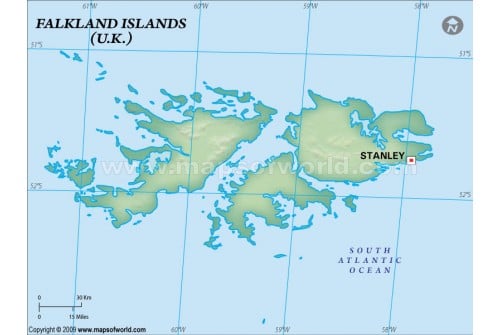 Falklands Blank Map, Dark Green 