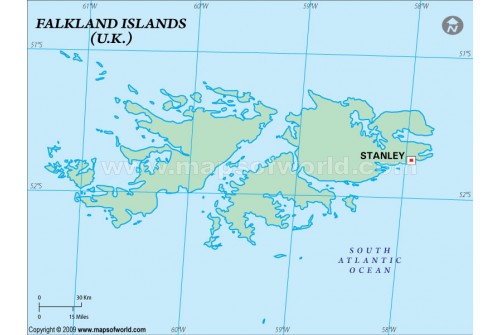 Falklands Outline Map, Green 