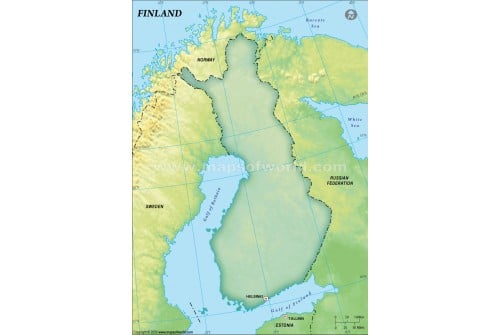 Finland Blank Map, Dark Green 