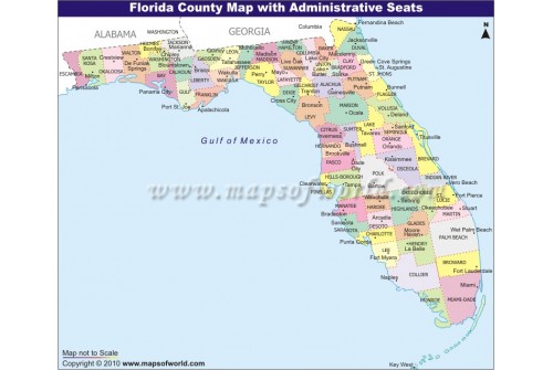 Florida County Map with Administrative Seats