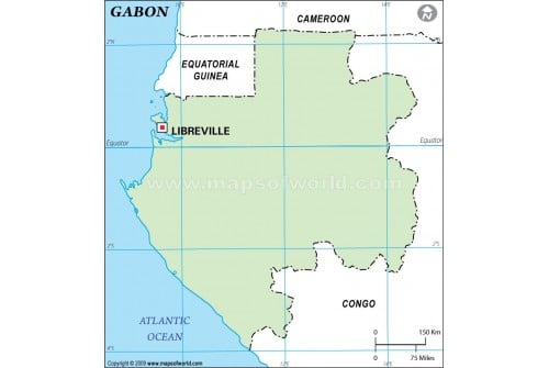 Gabon Outline Map, Green 