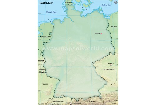 Germany Blank Map, Dark Green 