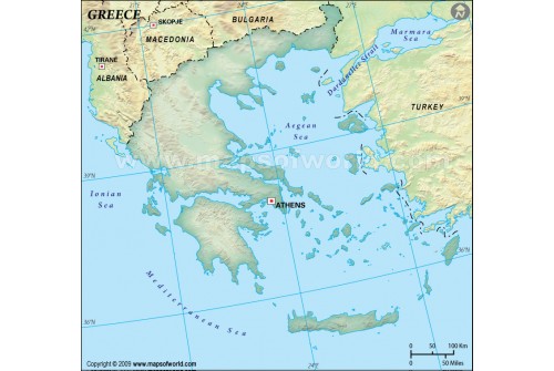 Greece Blank Map in Dark Green Background