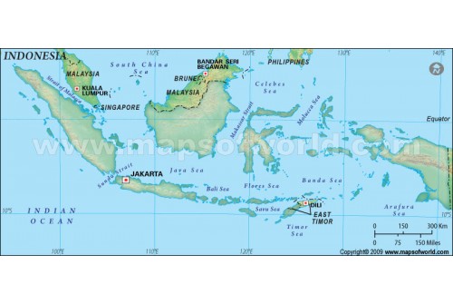 Indonesia Blank Map in Dark Green Background