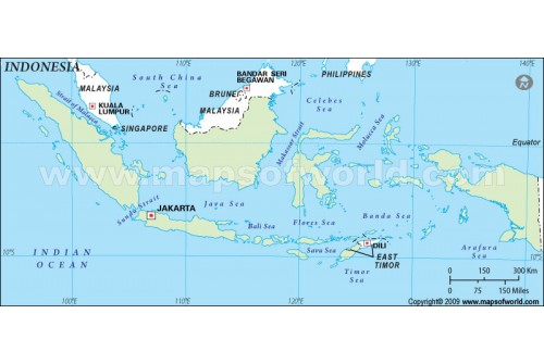 Indonesia Outline Map, Green 