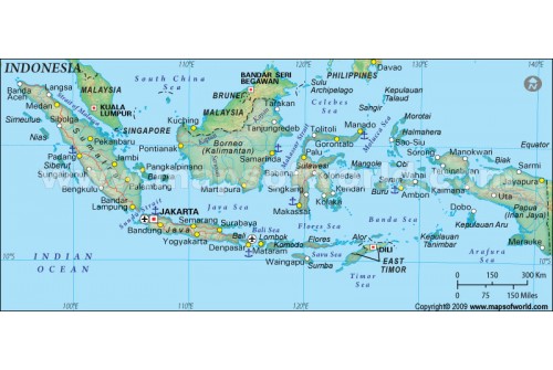 Indonesia Political Map, Dark Green 