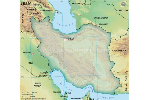Iran Blank Map, Dark Green 