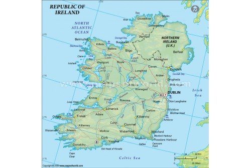 Ireland Political Map in Dark Green Background