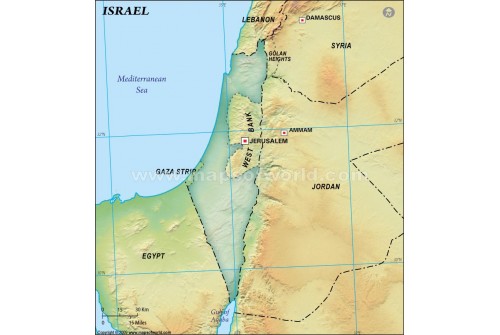 Israel Blank Map in Dark Green Background