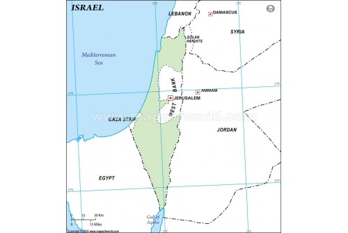 Israel Outline Map in Green Color