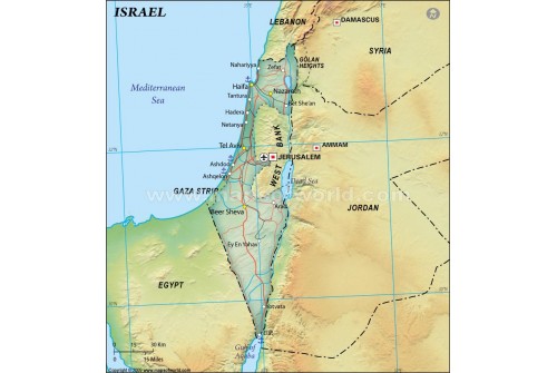 Israel Political Map, Dark Green 