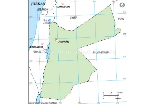 Jordan Outline Map in Green Color