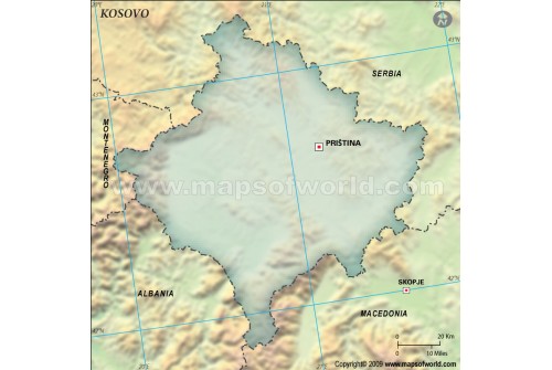 Kosovo Blank Map, Dark Green