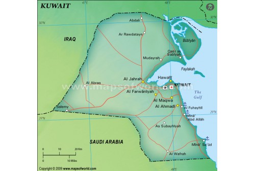 Kuwait Political Map, Dark Green
