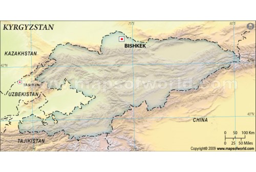 Kyrgyzstan Blank Map, Dark Green