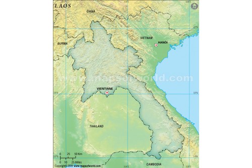 Laos Blank Dark Green Map