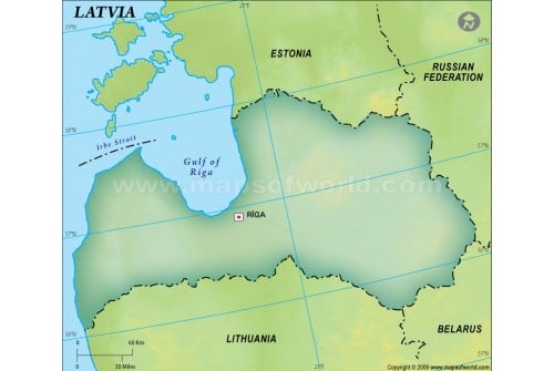 Latvia Blank Map, Dark Green