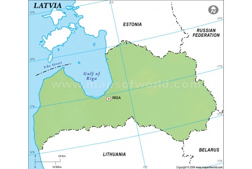 Latvia Outline Map in Green Color
