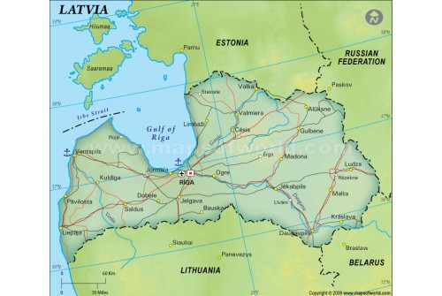 Latvia Political Map, Dark Green