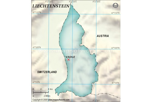 Liechtenstein Blank Map, Dark Green