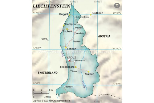 Liechtenstein Political Map, Dark Green