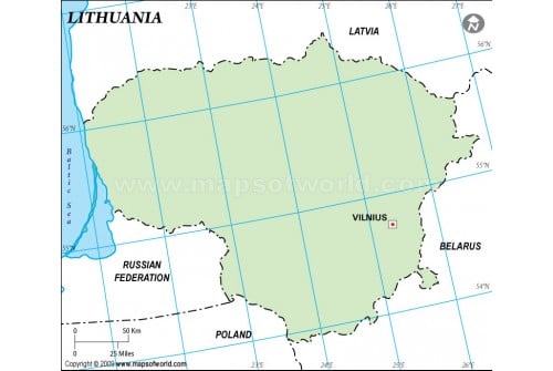 Lithuania Outline Map in Green Color