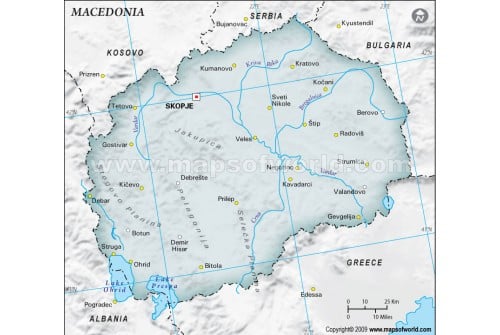 Macedonia Map, Gray Color