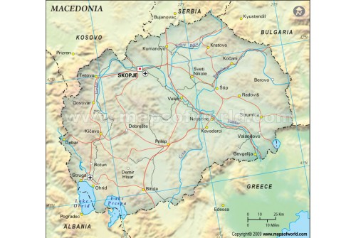Macedonia Political Map, Dark Green