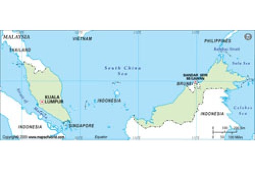 Malaysia Outline Map, Green