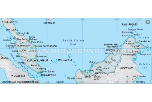 Malaysia Map, Gray