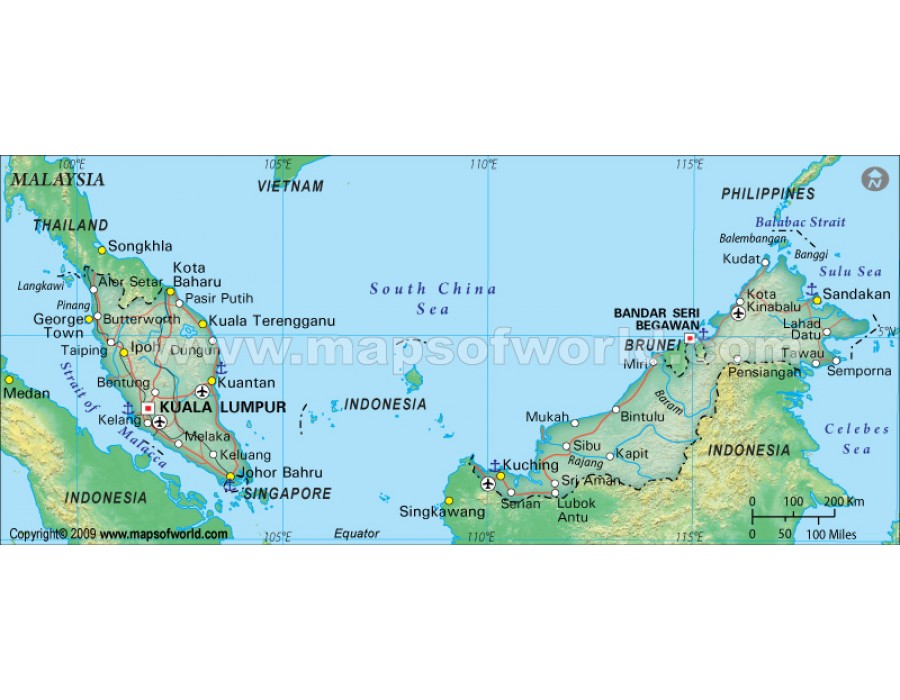 Buy Printed Malaysia Political Map Dark Green