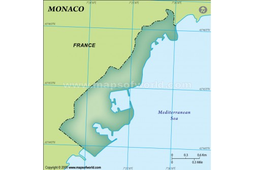 Monaco Blank Map, Dark Green