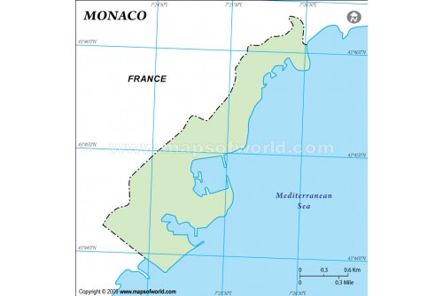 Monaco Outline Map, Green