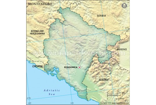 Montenegro Blank Map, Dark Green