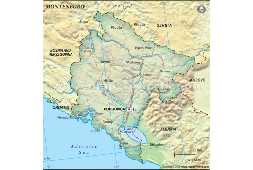 Montenegro Political Map, Dark Green