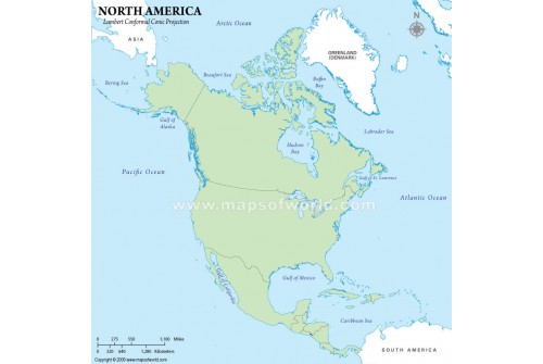 North America Outline Map (Green Background)
