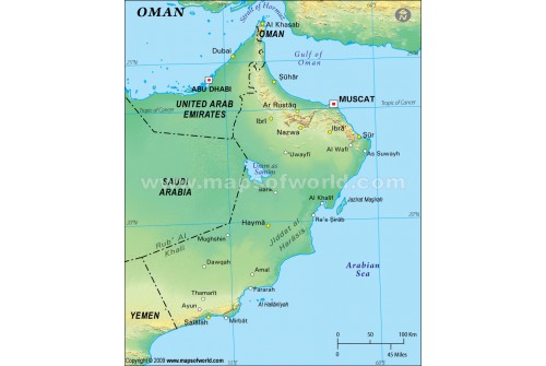 Oman Map in Green Color