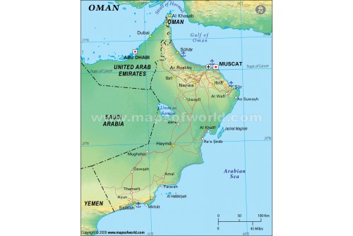 Oman Political Map, Green