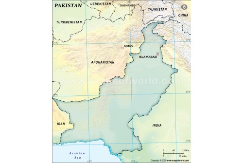Pakistan Blank Map, Dark Green 