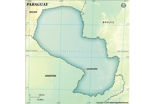 Paraguay Blank Map, Dark Green
