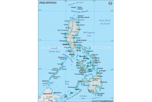 Philippines Physical Map, Gray