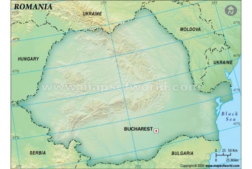 Romania Blank Map in Dark Green Background
