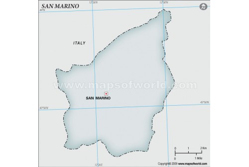 San Marino Blank Map, Gray