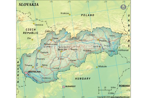 Slovakia Political Map, Green