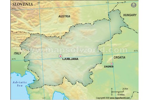 Slovenia Blank Map, Dark Green