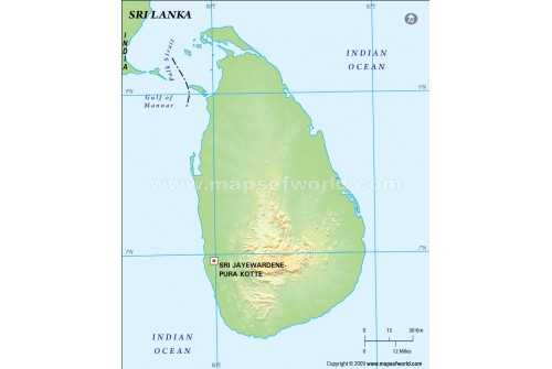 Sri Lanka Blank Map, Green 