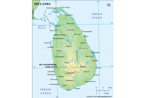 Sri Lanka Physical Map