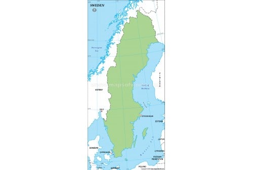 Sweden Outline Map, Green 