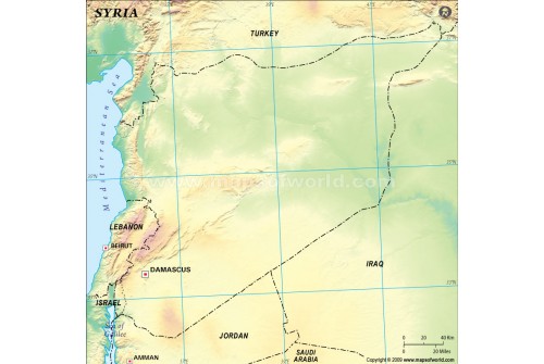 Syria Blank Map, Green